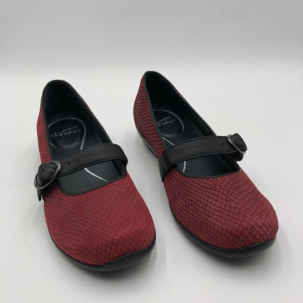 Dansko Burgundy and Black Textured Mules